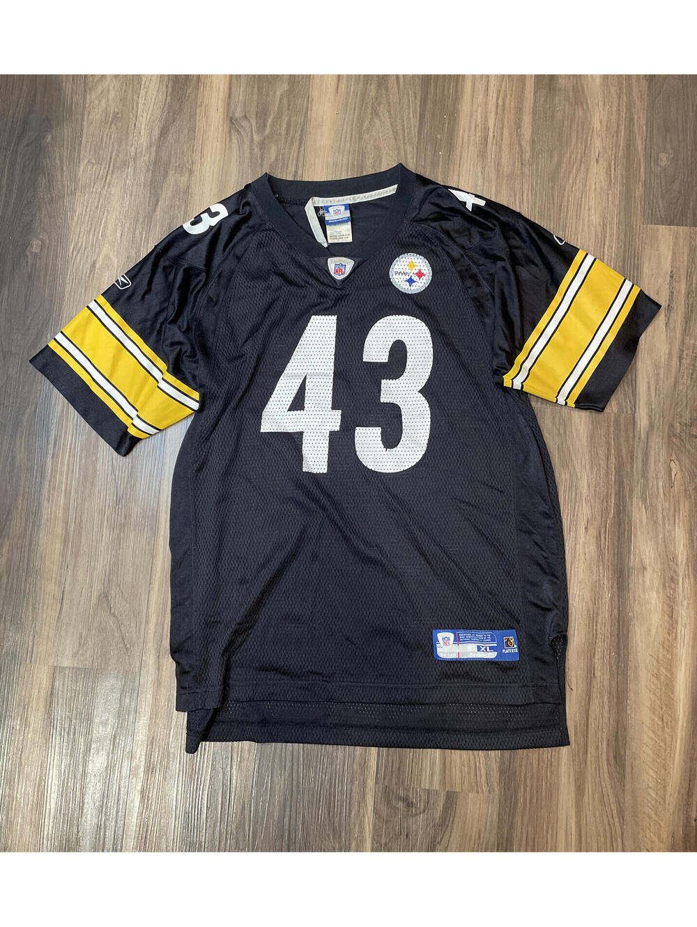 PITTSBURGH STEELERS TROY POLAMALU #43 REEBOK FOOTBALL JERSEY YOUTH XL (18/20)
